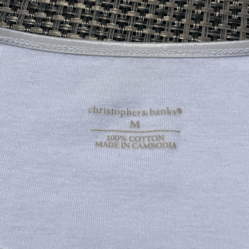 Christopher & Banks 100% cotton white classic tee with elevated neckline M - Picture 16 of 16